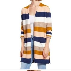 MADEWELL Kent Wool Alpaca Cardigan Bengali Stripe Size Medium Casual Sweater EUC